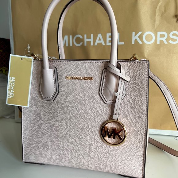 MICHAEL KORS Mercer Medium Pebbled Leather Crossbody Bag Pink - Picture 9 of 16